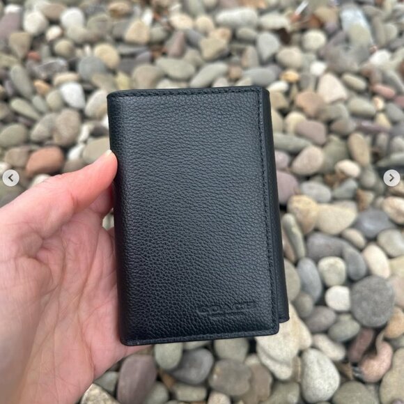 NWT - Coach Men F23845 Trifold Wallet Black - Picture 1 of 16